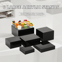 6 supports carrés modernes en acrylique écologiques pour gâteaux, présentoirs de buffet, rehausseurs de table, fournitures de desserts HQ