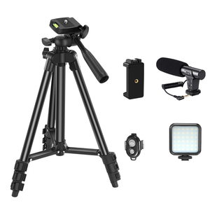 Vlogging-kit de iluminación y Audio para móvil, Kit de iluminación y micrófono con luz LED, trípode plegable para smartphone, barato - Product Image 3