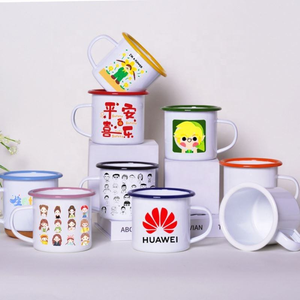แก้วกาแฟสีขาวพิมพ์ลายการ์ตูน ชุดแก้วเคลือบ ชุดขวดพลาสติกเป็นของขวัญ - Product Image 1