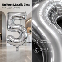 Ballons géants en Mylar de 40 pouces pour décoration de fête d'anniversaire, ballons en forme de chiffres en hélium, métalliques mats, grands ballons numérotés
