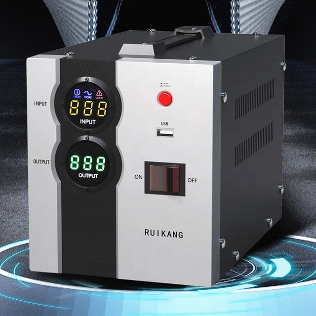 Voltage Frequency Stabilizer 1kva 2kva Single Phase AC Automatic Voltage Regulator LCD Display USB Aluminium Universal Power