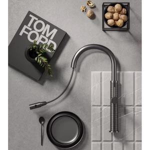 <span class=keywords><strong>Robinet</strong></span> de cuisine moderne en laiton, finition or brossé, monotrou, avec douchette extractible et cartouche céramique, pour la maison (vente en gros) - Product Image 4