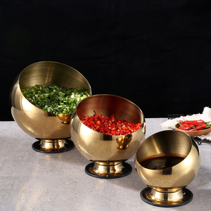 <span class=keywords><strong>Bol</strong></span> rond en acier inoxydable doré avec couvercle, design moderne, origine Guangdong, pour hôtel, restaurant, cantine - Product Image 2