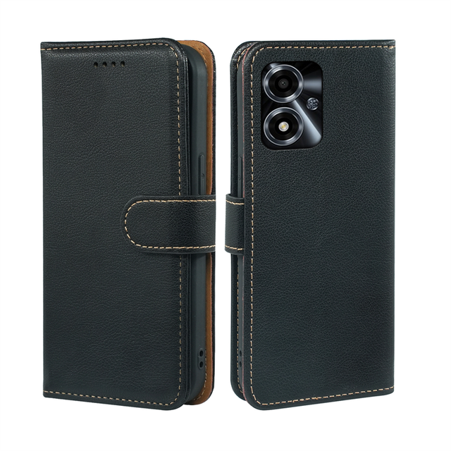 Litchi Leather Wallet Cover Card Slots Rfid Blocking Magnetic Flip Phone Case for Cricket Debut S3 Icon 6 Dream 5G case