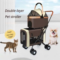 Poussette double de luxe de haute qualité pour animaux de compagnie avec porte-bébé amovible, poussette haut de gamme pour chiens et chats pour les voyages