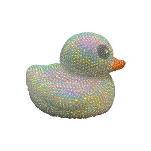 Pato de Goma Personalizado Ecológico de 6 Pulgadas con Diamantes de Imitación Multicolor y Purpurina, con Logotipo para Fiesta, Regalo para Baño de Bebé - Product Image 4