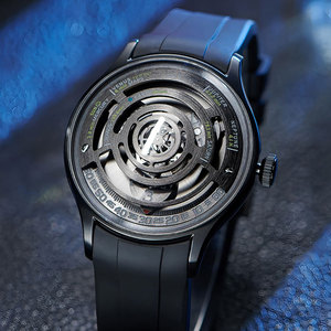 Fabricación de relojes automáticos personalizados con logotipo Space Wandering Hour para hombre, de acero inoxidable 316L, con cristal de zafiro curvado y movimiento mecánico. - Product Image 3