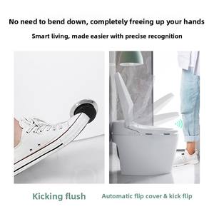 WC intelligent automatique en céramique électrique, à poser au sol, avec siège chauffant, sans eau, siphon sans débordement, télécommande - Product Image 5