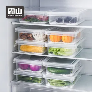 SHIMOYAMA अजमोद रेफ्रिजरेटर कंटेनर प्लास्टिक रेफ्रिजरेटर सब्जी और फल के लिए खाद्य भंडारण बॉक्स आयत आयोजक