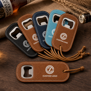 Ouvre-bouteille vintage en cuir Crazy Horse, gravé avec un logo personnalisé, insert en acier inoxydable, cousu à la main, ouvre-bouteille portable pour bouteilles de bière - Product Image 3