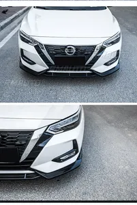 For Nissan Sylphy 2020-2022 Body Kit Front Bumper Lip Carbon Fiber Look Sport Style Front Bumper <b>Splitter</b> Guard Car Accessories - Product Image 5