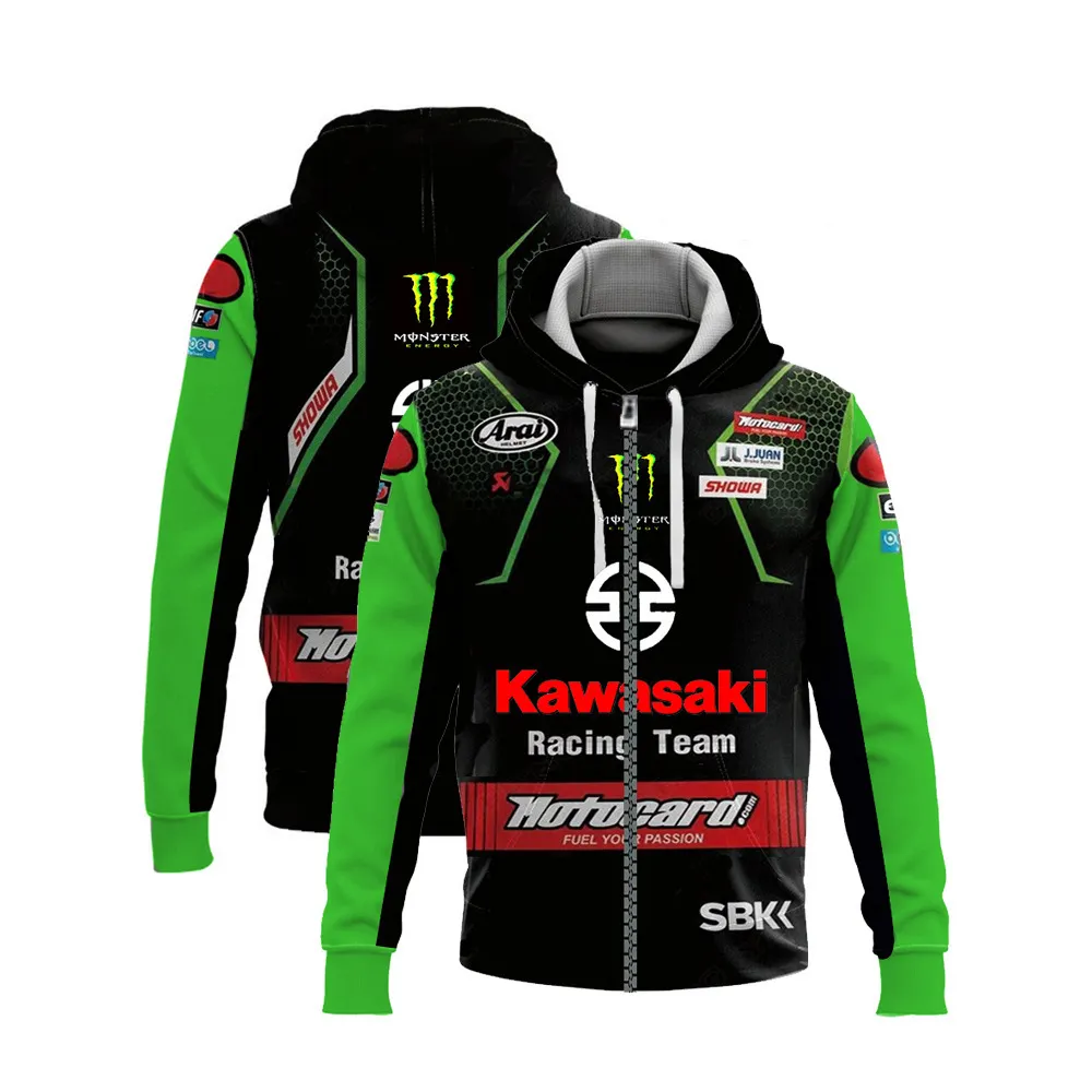 Sesuaikan Hoodie Balap Olahraga Pria Motocross Risleting Penuh Desain Anda