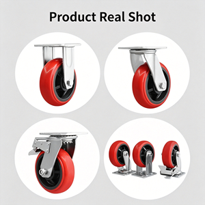 Twin Swivel Castors 1.5" Soft Nylon Pp Core Hollow Rivet Mount <b>Wheel</b> Lock Lockable Noiseless Glide Durable Housing - Product Image 4