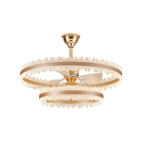 Ventilateur de plafond LED de luxe moderne avec lumière, lampe de lustre à pales ABS invisibles pour banquet, hôtel, villa, salon, salle à manger