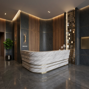 Revestimiento de Pared de Laminado de Alta Presión con Acabado de Mármol Natural Pulido, Ecológico, Diseño Moderno para Hoteles, Baños y Villas - Product Image 5