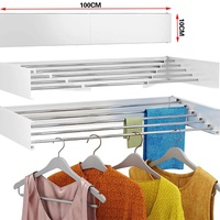 Séchoir à linge mural rétractable en acier pour salon, balcon et salle de bain, pliable, gain de place, design moderne