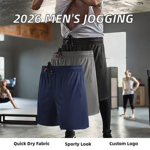 2026 New Custom Logo Men'<b>s</b> Polyester Drawstring Jogging Shorts Sports Fitness Casual Running Breathable Quick-Dry Gym Wear - Product Image 2