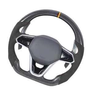 Volant en cuir en fibre de carbone pour VW Volkswagen <span class=keywords><strong>Golf</strong></span> 8 GTI <span class=keywords><strong>R</strong></span> <span class=keywords><strong>Line</strong></span> MK8 Jetta GLI ID4 Passat CC - Product Image 1