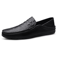 Mocasines de Cuero Transpirables Antideslizantes para Hombre, Talla Grande, Parte Superior de Cuero Vacuno Resistente a la Abrasión, Suela de Goma, Min Ke ASS