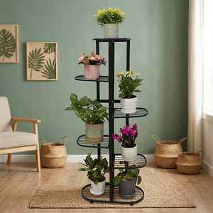 Support à fleurs moderne en métal avec étagères circulaires pour plantes et fleurs d'intérieur, finition thermolaquée, design minimaliste - Product Image 5