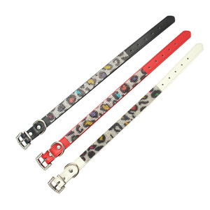 Berlian warna-warni mewah dipersonalisasi pola macan tutul cincin leher anjing gaya Inggris tali traksi anjing berjalan kerah hewan peliharaan anjing - Product Image 4