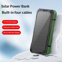 Batterie externe avec câble intégré, 26800mAh, charge rapide, charge sans fil, chargeur mobile, chargeur solaire, énergie solaire