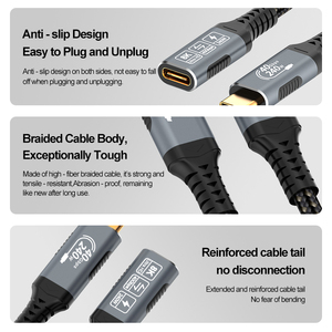 Câble Thunderbolt 4 mâle vers femelle, données 40 Gbps, vidéo 8K/60Hz, câble de données coaxial, charge PD 240W, compatible avec MacBook Dell - Product Image 2