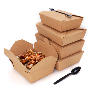 Microwave Foldable Paper Takeaway Container Disposable Lunch Box Fried Chicken Fried Rice Salad Food Takeaway Packaging Box