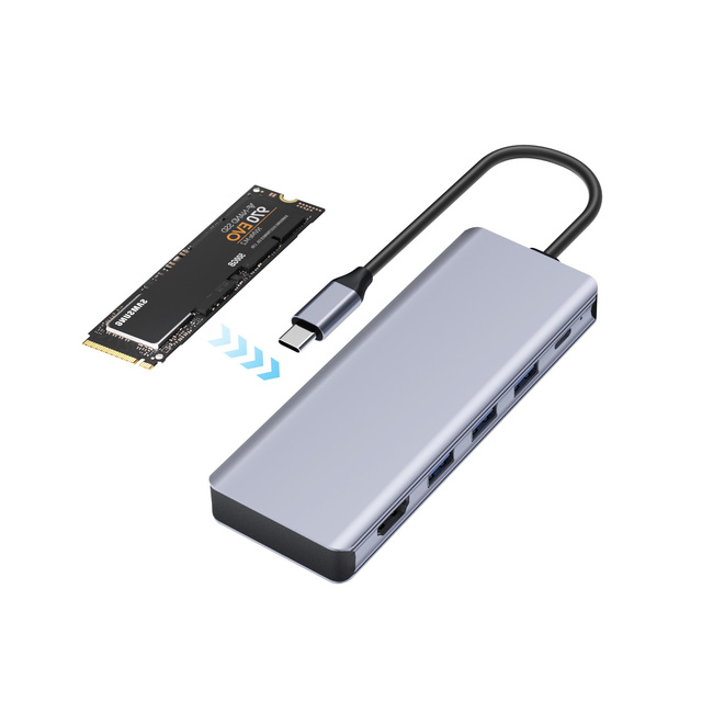 6-in-1 USB C Docking Station: 3-Port USB 3.0 Hub + Hard Drive Dock for 2.5"/3.5" SATA HDD/SSD, Card Reader for PC Mac