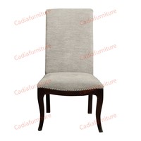 Ensemble de table à manger rectangulaire en bois massif de style moderne français et chaises, table de salle à manger sculptée à la main avec 6 chaises en tissu