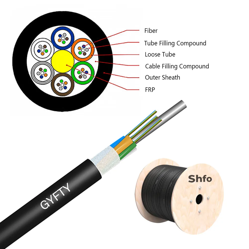 SHFO-GYFTY GYFTY G652D G657A1 G657A2 กลางแจ้ง FTTH แขวนหลอดหลวมสายไฟเบอร์ 144 core 4-144 core สายไฟเบอร์