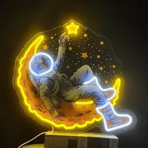 Comércio exterior internacional quente internacionalmente led astronauta luz neon acrílico decorativo