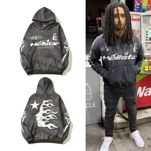 [Hell Series] Sweat à capuche décontracté en coton pour couples, style streetwear, effet délavé et vieilli, imprimé crâne, collection Autumn Fog - Product Image 1