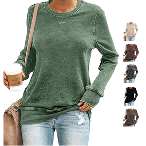 Camiseta Casual de Manga Larga para Mujer, Algodón Grueso, Transpirable, Ecológica, Estilo Urbano, Venta al Por Mayor Personalizada - Product Image 1