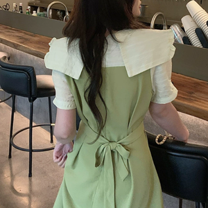 Vendita calda abiti da <span class=keywords><strong>donna</strong></span> moda manica corta <span class=keywords><strong>elegante</strong></span> abito da <span class=keywords><strong>donna</strong></span> Casual coreano in poliestere Midi - Product Image 4
