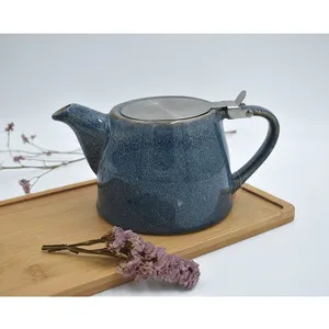 Einzigartige Stumpfform London europäische Keramik Kaffee Frucht Infusion Teekanne für Shop mit Deckel Teeservice