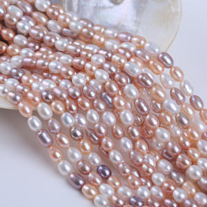 สร้อยคอมุกน้ำจืดสีขาวธรรมชาติ รูปทรงข้าว ขนาด 5.5-6 มม. ลูกปัดกึ่งสำเร็จรูป ไข่มุกขาวหลวม ขายส่งจากจูจี้ สำหรับงาน DIY - Product Image 4