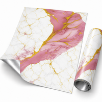 Papier peint autocollant en marbre blanc rose doré 60x60cm avec surface en PET et mousse IXPE pour murs intérieurs