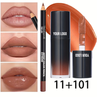 Kit de gloss et crayon à lèvres liquide 2-en-1 hydratant végétalien longue tenue waterproof effet repulpant