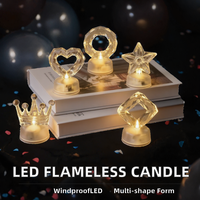 Bougies LED sans flamme multi-formes (Fleur, Cœur, Étoile, Couronne) – Résistantes au vent, à commande par bouton, pour comptoir, anniversaire, mariage, bar, fête