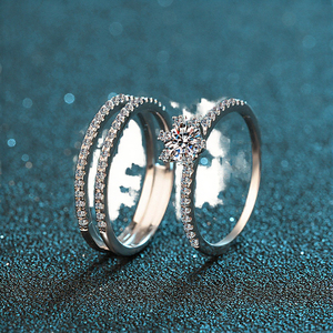 New Arrival 0.33 Ct Moissanite D VVS 925 Sterling <b>Silver</b> Jewelry Wedding Bands for Women and <b>Men</b> Tail <b>Rings</b> - Product Image 2