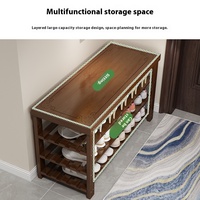 2025 nouvelle armoire à chaussures multicouche en bambou véritable pour un usage domestique; Meubles de salon modernes; Banc à chaussures pour hall d'entrée étroit