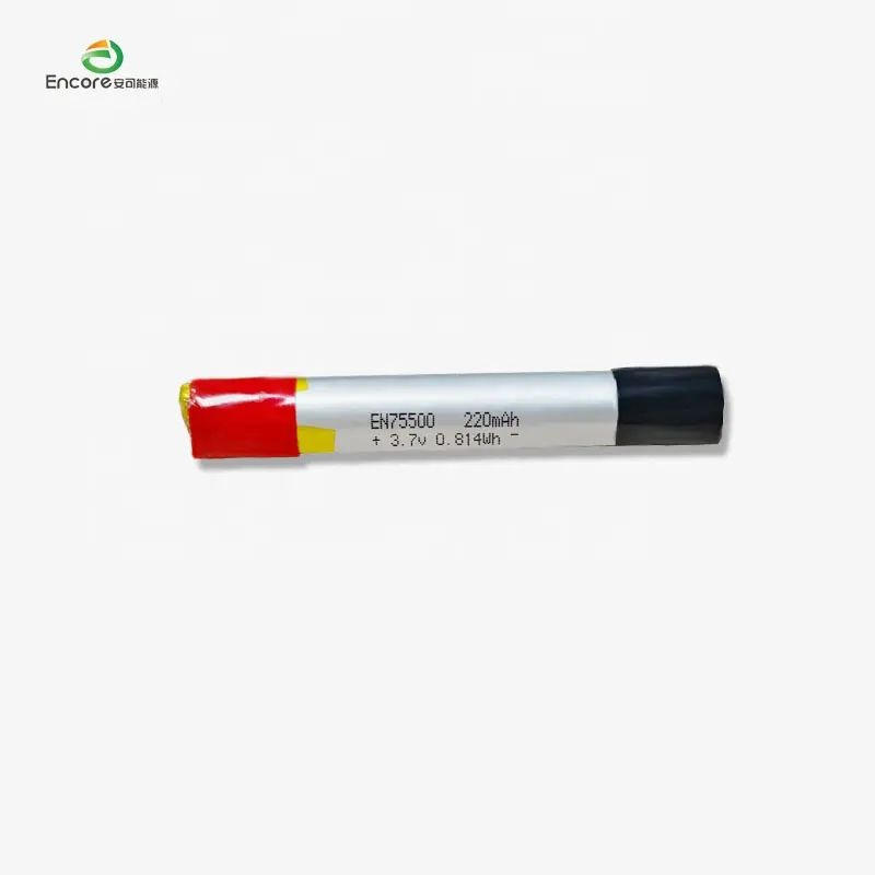 3.7 v 75500 cylindrical 1s lithium ion li-polymer cells lipo 3.7v rechargeable mp3 player battery 220mah battery