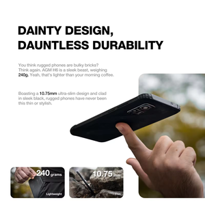 Agm H6 điện thoại di động Android 13 8 + 256GB 4900mAh Thiết kế mỏng Rugged di động 3 khe cắm thẻ nhớ điện thoại 50MP chính máy ảnh điện thoại thông minh - Product Image 3