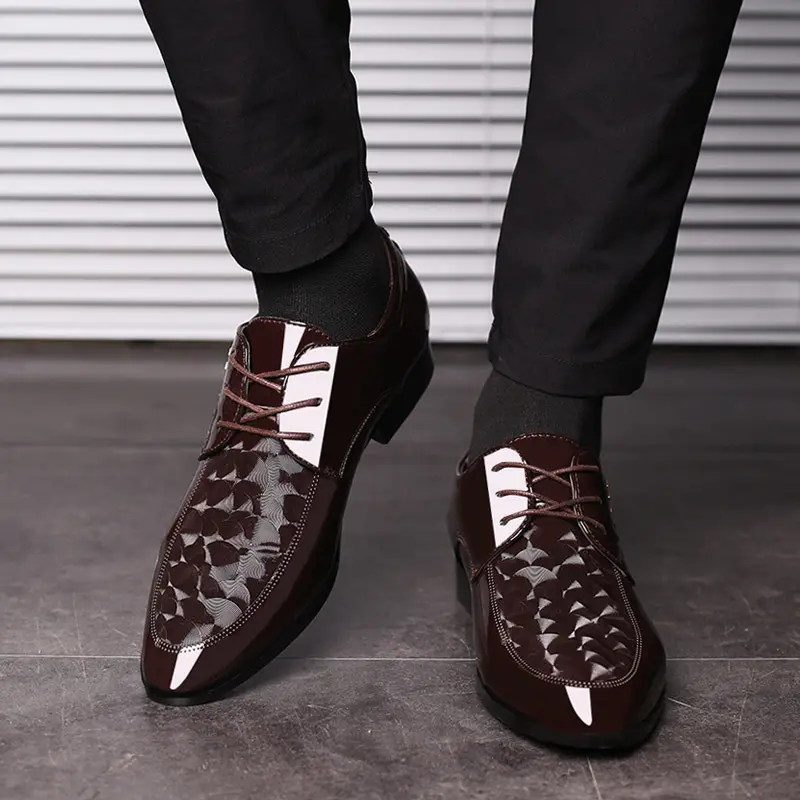 אביב חדש פריט נוח מבריק גברים עור נעלי גבר משרד נעלי שמלת נעליים