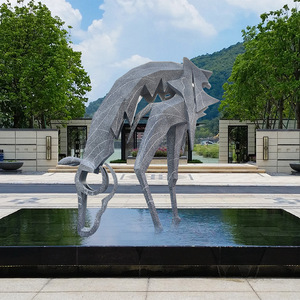Stainless Steel Abstract Horse Sculpture Handmade Artistic Decor For Hotel Lobby Club Outdoor Display - Product Image 1