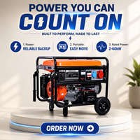 Generador Portátil de Gasolina con Arranque Eléctrico de Cable de Cobre Personalizado, 5KW 5.5KW 5000W 5500W, con Ruedas, Energía de Respaldo