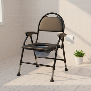Silla de Inodoro Plegable con Respaldo y Brazos, 5 Ajustes de Altura, Asiento Elevado para Personas <span class=keywords><strong>Mayores</strong></span>, Discapacitadas y Mujeres Embarazadas - Product Image 1