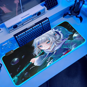 Alfombrilla de Ratón RGB para Juegos - Diseño de <span class=keywords><strong>Anime</strong></span> Blue Shark Girl - Alfombrilla de Escritorio LED Extragrande XXL con 12 Modos de Iluminación para Gamers de PC - Product Image 4