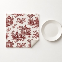 Serviette de table en tissu jacquard, imprimé Toile de Jouy, motif jardin pastoral, coton et lin, carrée, pour la décoration de table